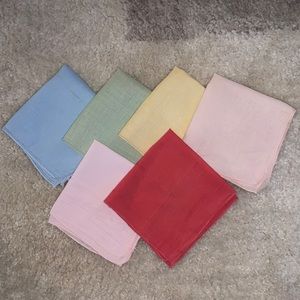Vintage cloth handkerchiefs!  Set of 6!  Solid colors